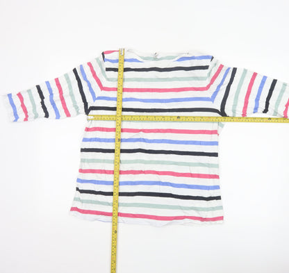 Cotton Traders Women's Multicoloured Striped 3/4 Sleeve Cotton T-Shirt Size 16