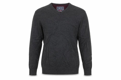 Charles Wilson Men's Grey Cotton V-Neck Jumper Small