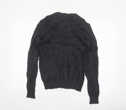 Charles Wilson Men's Grey Cotton V-Neck Jumper Small