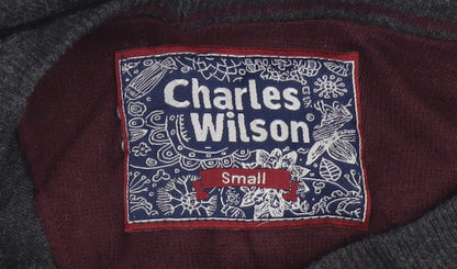 Charles Wilson Men's Grey Cotton V-Neck Jumper Small