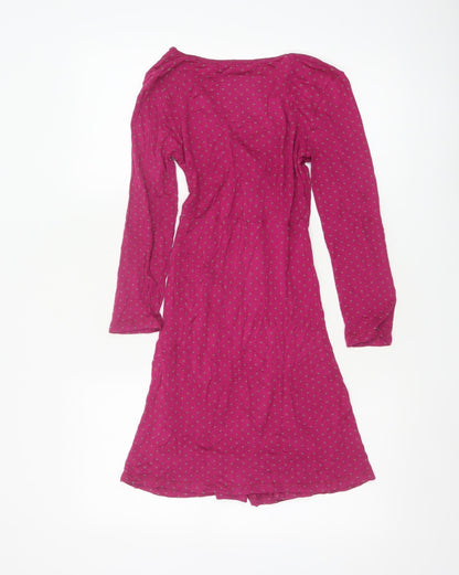 White Stuff Women's Pink Polka Dot Fit & Flare Viscose Dress Size 8