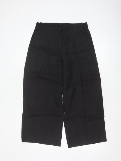 DKNY Women's Black High Rise Pleated Wide-Leg Trousers Size 4