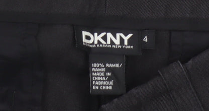 DKNY Women's Black High Rise Pleated Wide-Leg Trousers Size 4