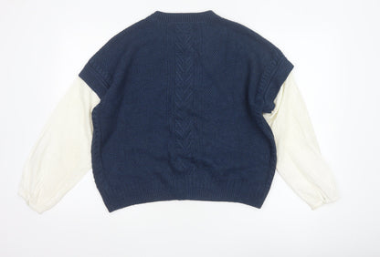 FatFace Women's Blue Cable Knit Button Cardigan UK 12