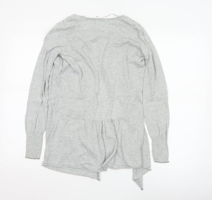 Fat Face Women's Grey Size 8 Long Sleeve Open Cardigan