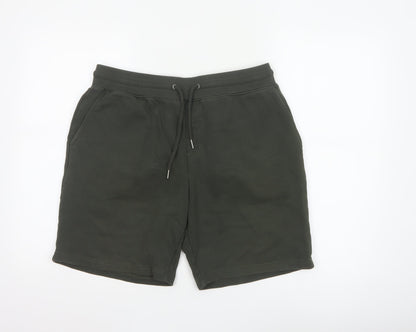 Marks and Spencer Men's Green Sweat Shorts L Regular Fit Cotton