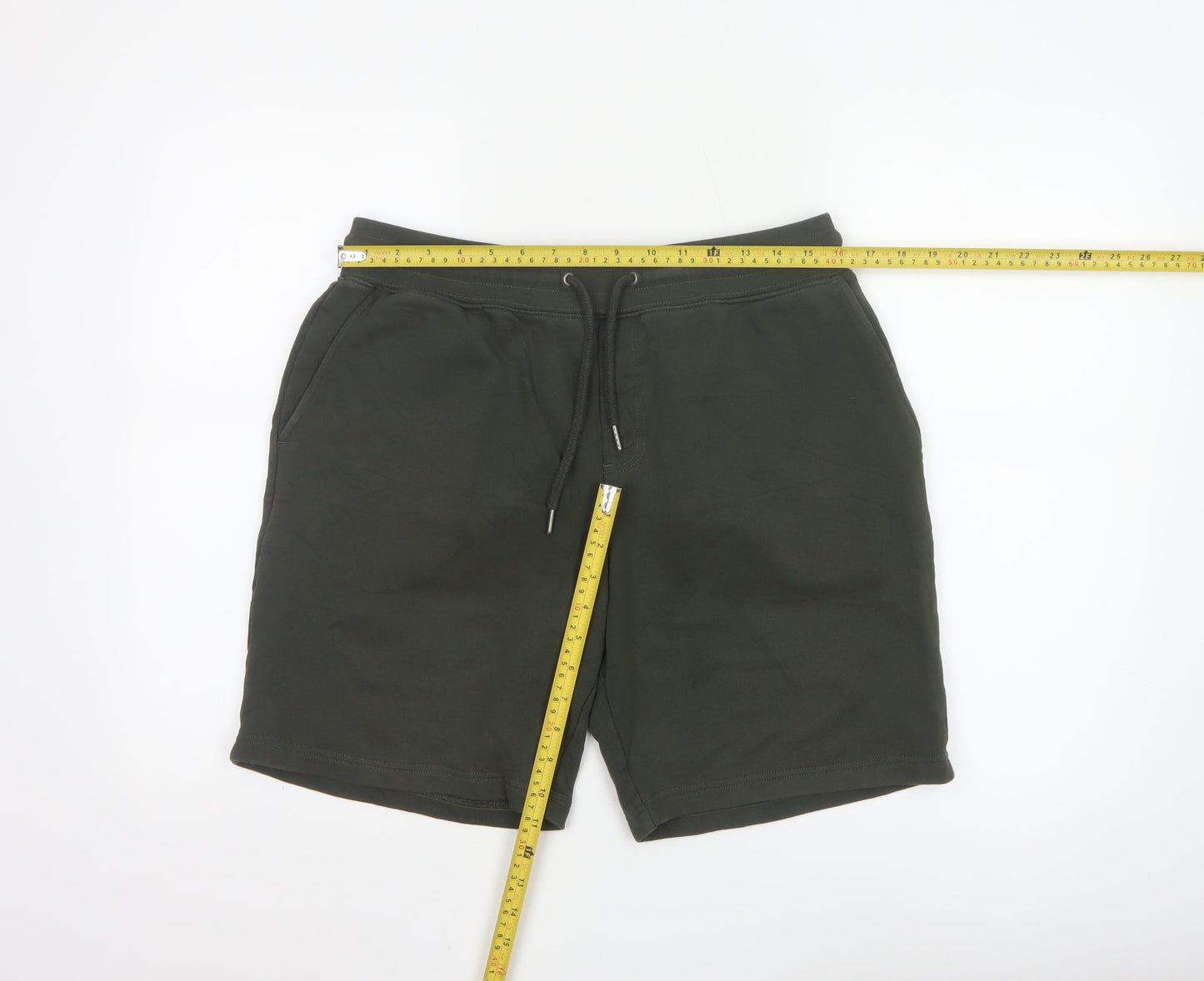 Marks and Spencer Men's Green Sweat Shorts L Regular Fit Cotton