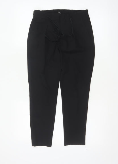 Next Womens Black Tapered Trousers Size 6 Polyester Blend
