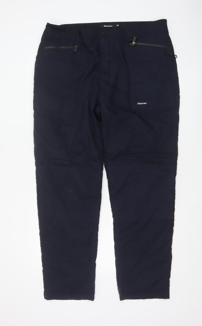 Rohan Men's Blue 38R Cargo Travel Trousers Polyester Cotton