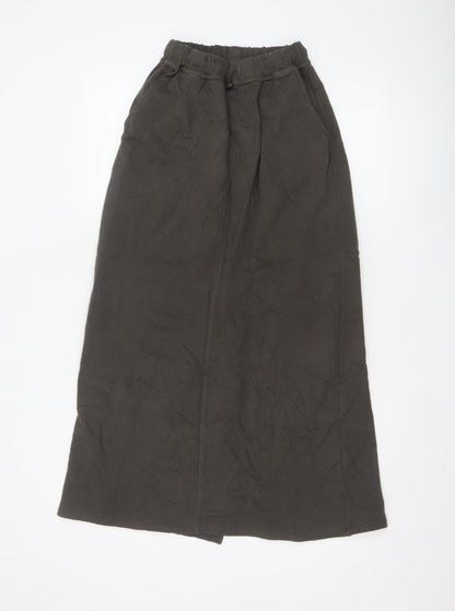 Pull & Bear Women Brown Long Straight Skirt XS Cotton Blend
