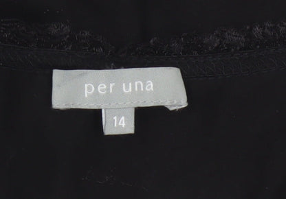 Marks and Spencer Per Una Women's Black Floral Embroidered Blouse Size 14