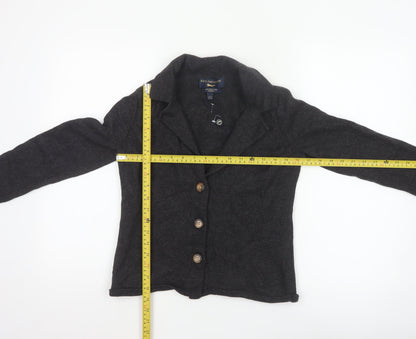 Paul Costelloe Women Black Merino Wool Cardigan UK 14 Large