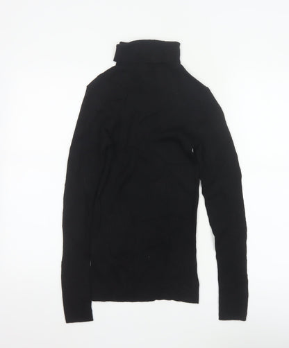Hobbs Women's Black Merino Wool Roll Neck Jumper Size M
