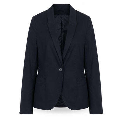 Zara Women Blue Cotton Blend One-Button Blazer Size 12
