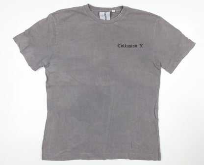 Collusion Men Grey Gothic Art Graphic Print Cotton T-Shirt M