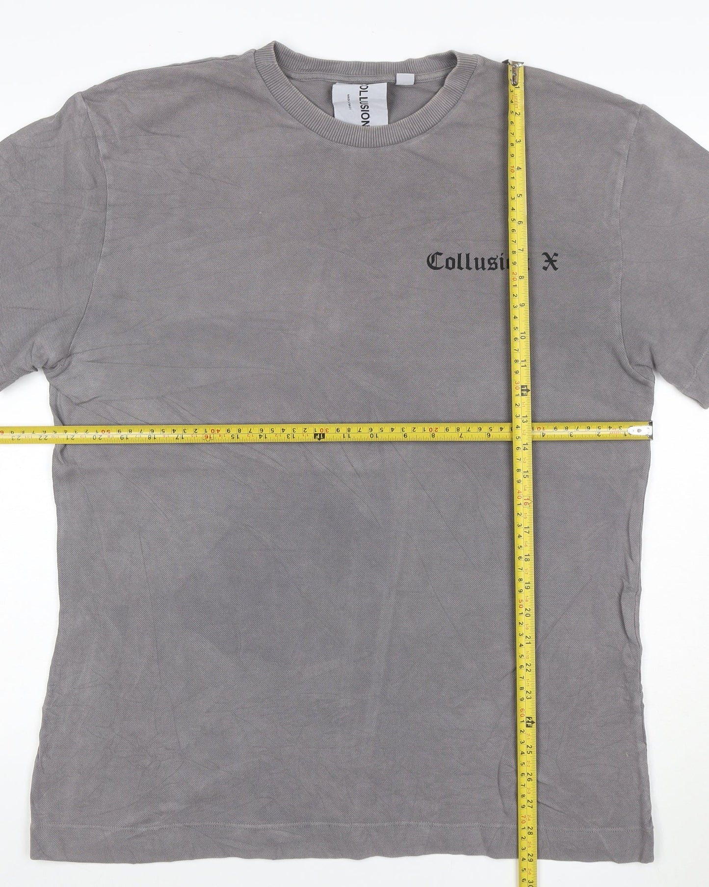 Collusion Men Grey Gothic Art Graphic Print Cotton T-Shirt M