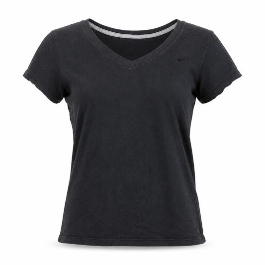 Nike Womens Black Slim Fit Cotton V-Neck T-Shirt Size M