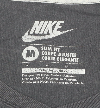 Nike Womens Black Slim Fit Cotton V-Neck T-Shirt Size M