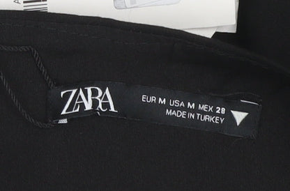 ZARA Women Black Bodysuit Jumpsuit Size 12 Satin Finish