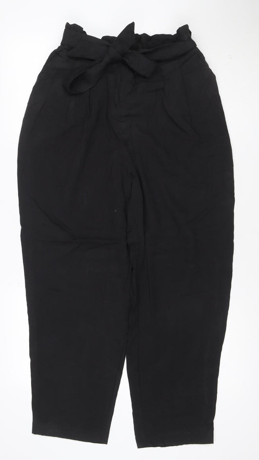 Monki Women’s Black Paperbag High Waist Trousers Size S