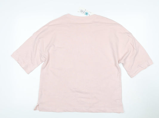 Marks and Spencer Womens Pink Cotton Relaxed Fit Basic T-Shirt M