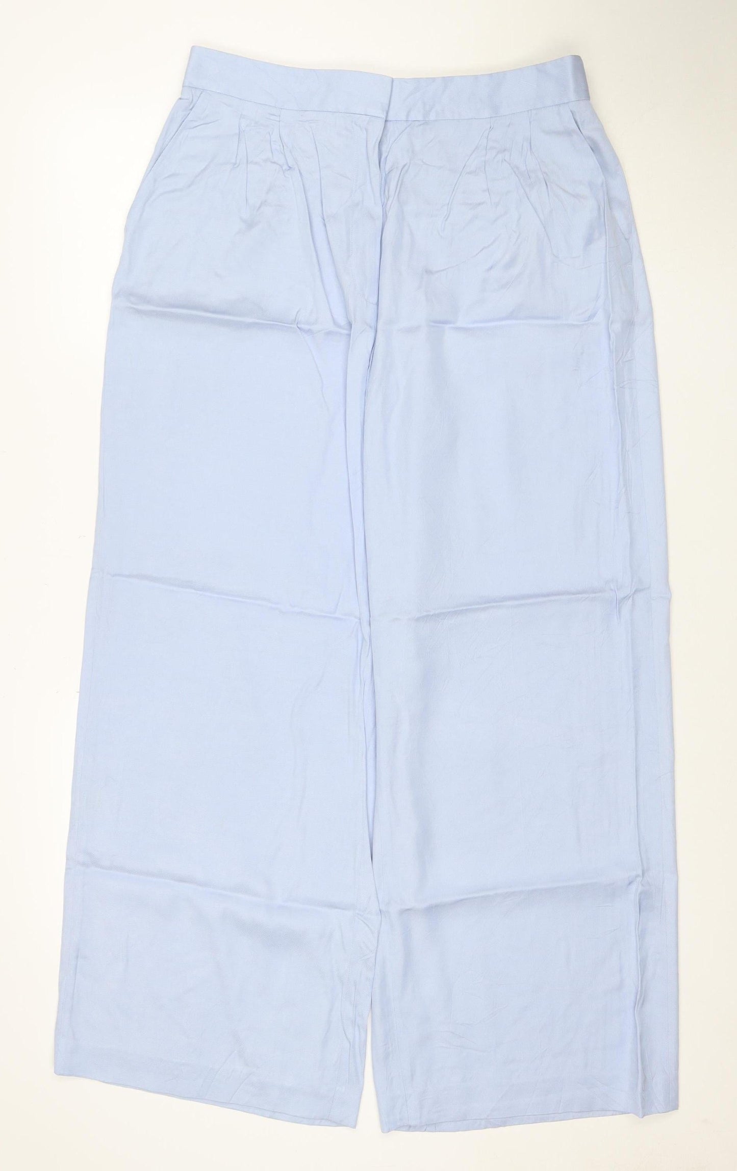 Jaeger Women Blue Wide-Leg Viscose Trousers Size 14