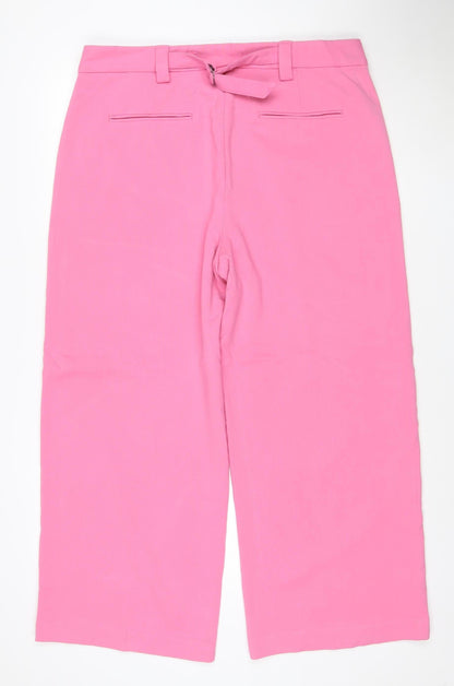Marks and Spencer Womens Pink Cropped Wide-Leg Trousers Size 18