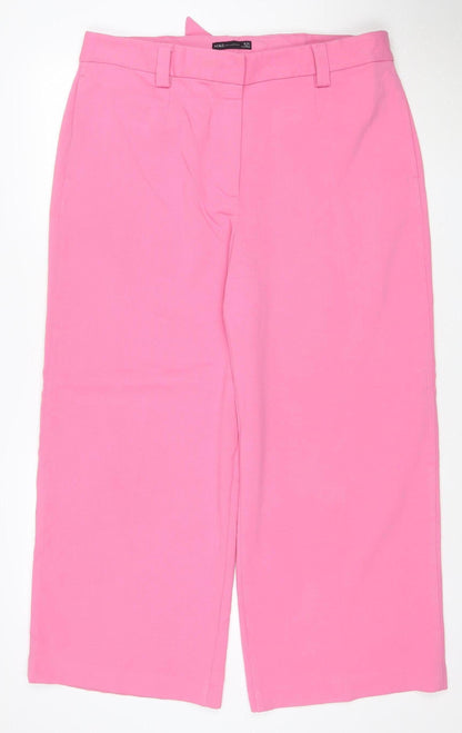 Marks and Spencer Womens Pink Cropped Wide-Leg Trousers Size 18