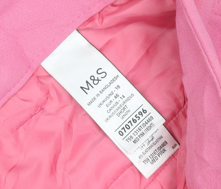 Marks and Spencer Womens Pink Cropped Wide-Leg Trousers Size 18