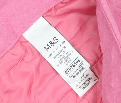 Marks and Spencer Womens Pink Cropped Wide-Leg Trousers Size 18