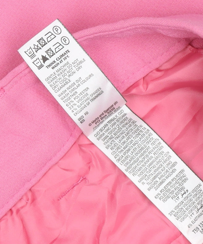 Marks and Spencer Womens Pink Cropped Wide-Leg Trousers Size 18