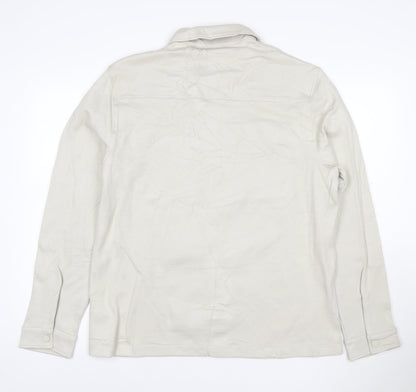 Marks and Spencer Men’s Beige Twill Zip Jacket L Collared Cotton Blend