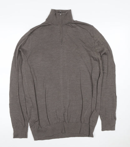 Marks and Spencer Men’s Brown Merino Wool 1/2 Zip Jumper L
