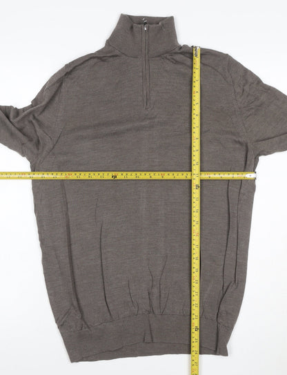 Marks and Spencer Men’s Brown Merino Wool 1/2 Zip Jumper L