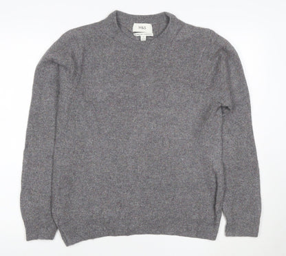 Marks and Spencer Mens Grey Wool Crew Neck Jumper M