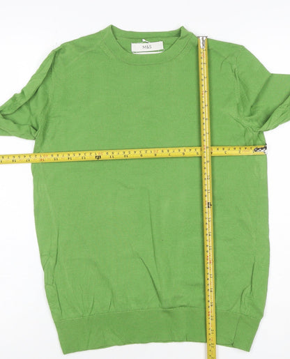 Marks and Spencer Women Green Merino Wool Crew Neck Jumper Size 8