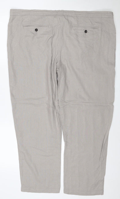 Marks and Spencer Men’s Beige Linen Blend Regular Fit Chino Trousers 46/29