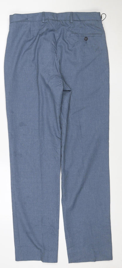 Marks and Spencer Men's Blue Regular Fit Chino Trousers 32W