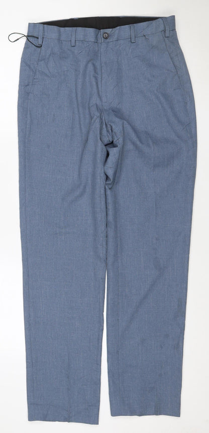 Marks and Spencer Men's Blue Regular Fit Chino Trousers 32W