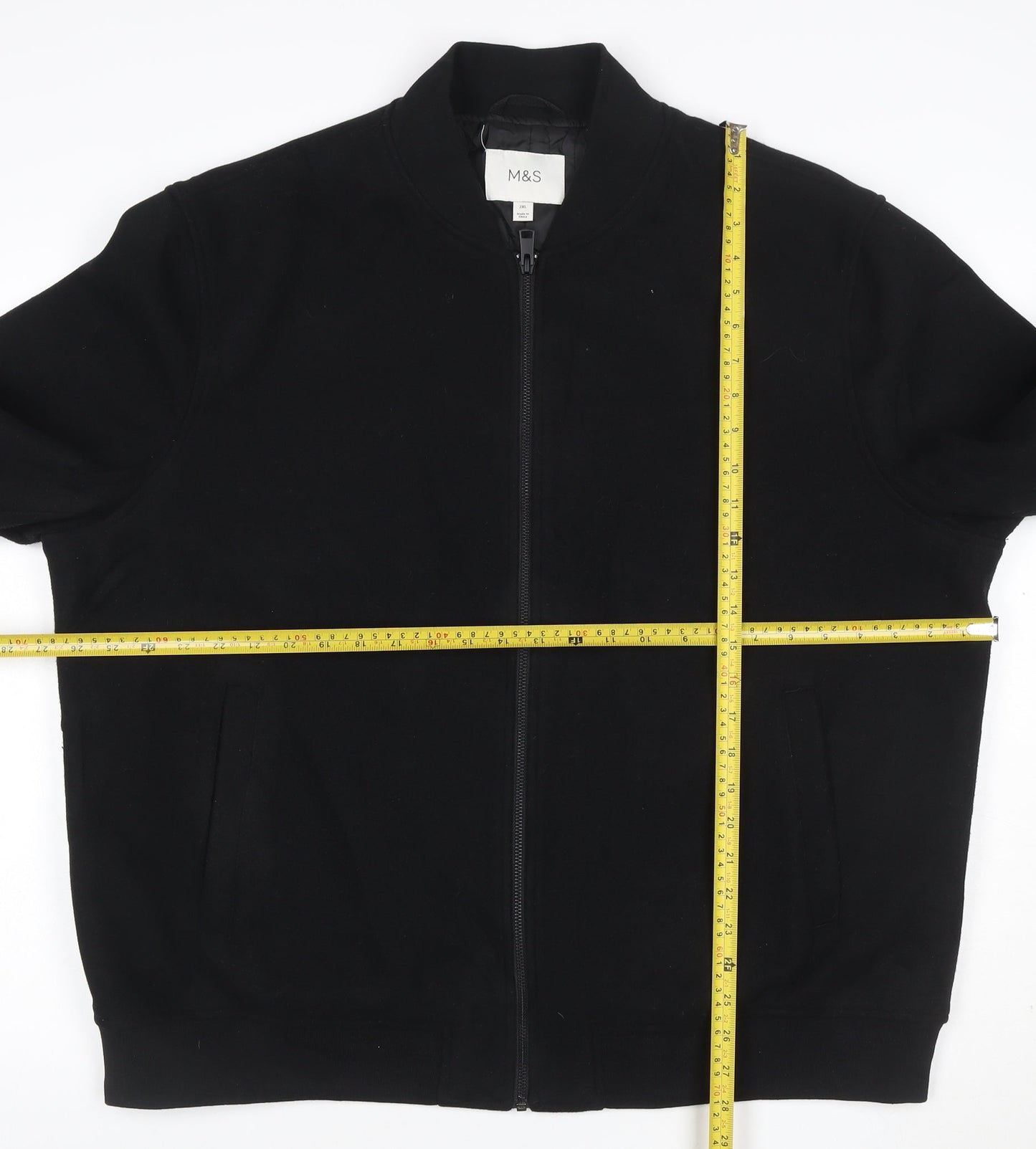 Marks and Spencer Men's Black 2XL Bomber Jacket Full Zip