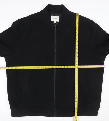 Marks and Spencer Men's Black 2XL Bomber Jacket Full Zip