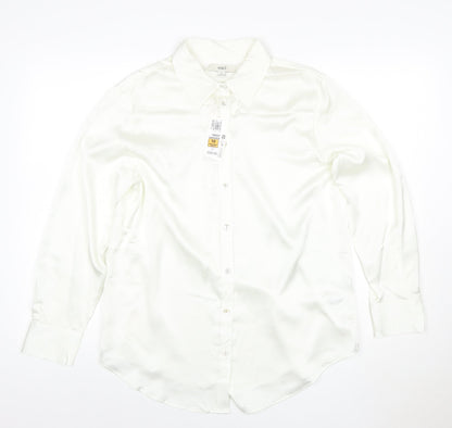 Marks and Spencer Women White Button-Up Blouse Size 10 Regular