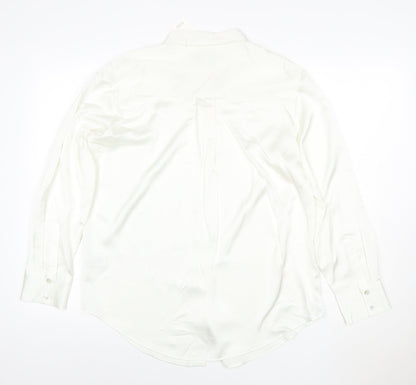 Marks and Spencer Women White Button-Up Blouse Size 10 Regular