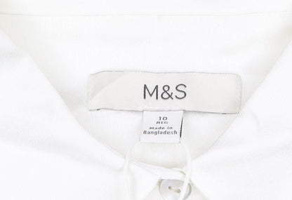 Marks and Spencer Women White Button-Up Blouse Size 10 Regular