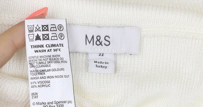Marks and Spencer Women's Ivory Cowl Neck Long Sleeve Jumper Size 22