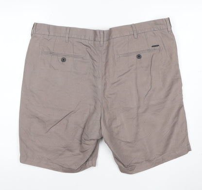 Marks and Spencer Men’s Brown Chino Pleated Shorts 42in Linen Blend