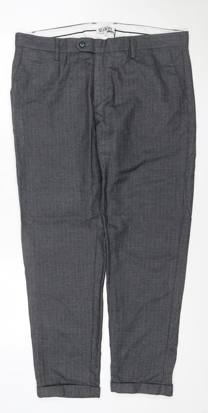 MAWHY Men's Grey Dress Pants Size 36 Regular Fit Trousers
