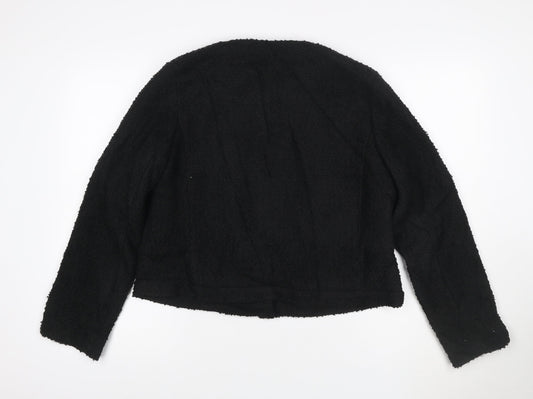 Marks and Spencer Women's Black Tweed Short Button Jacket Size 14