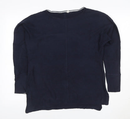 White Stuff Women's Blue Cotton Crew Neck Jumper Size 10