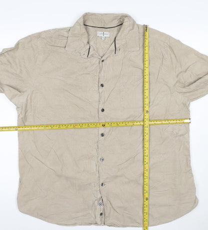 Jasper Conran Men's Beige Cotton Linen Long Sleeve Shirt XL